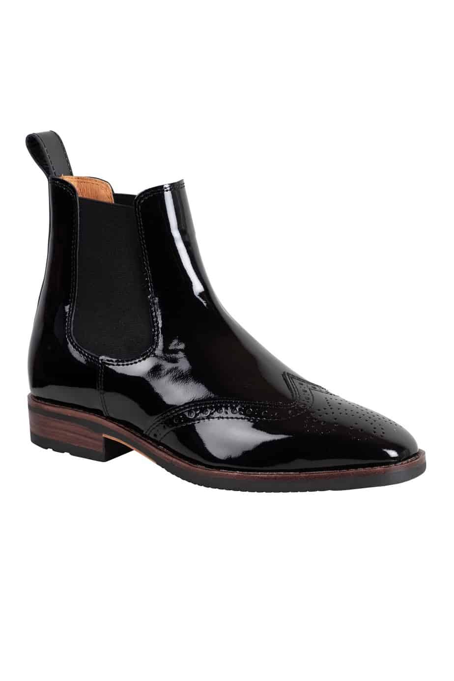 black patent short boots