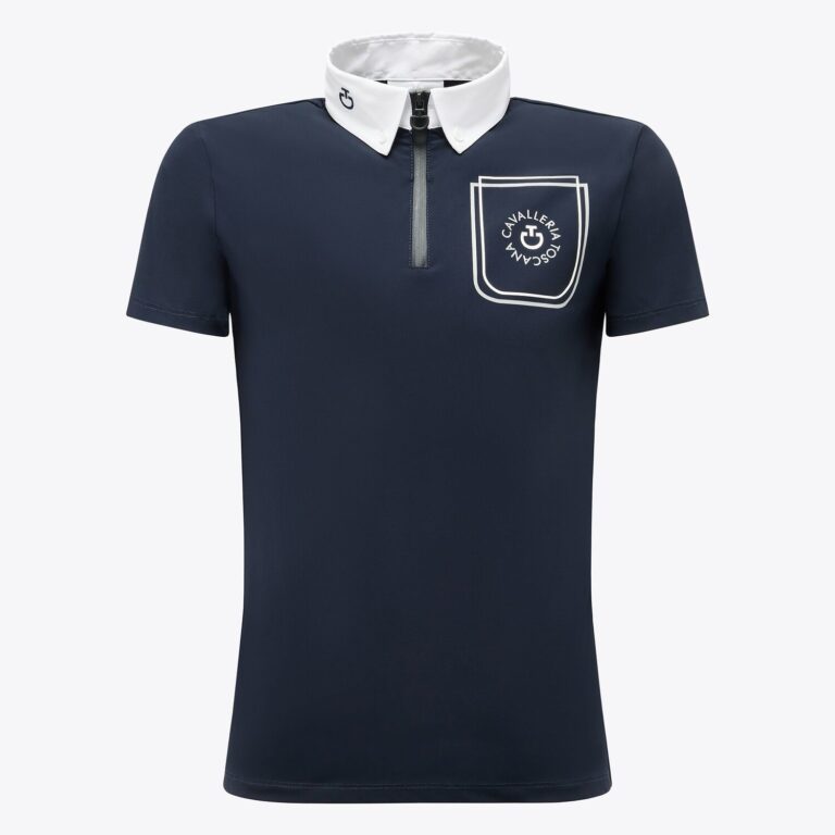 Cavalleria Toscana Boy's Orbit Pocket Print Competition Shirt- NAVY