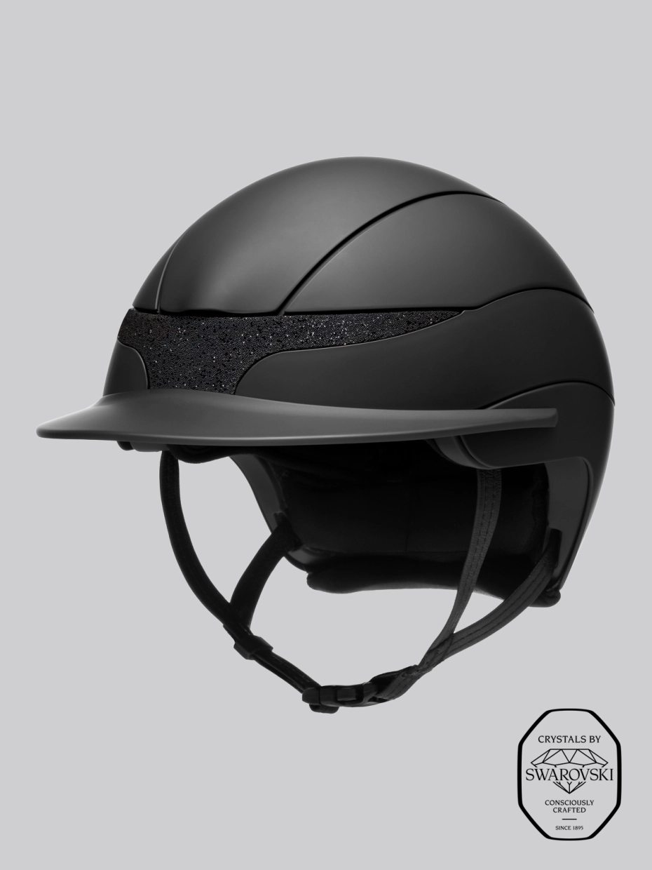 Equiline Xanto Helmet Matte with Crystal Band Stand Visor in Black
