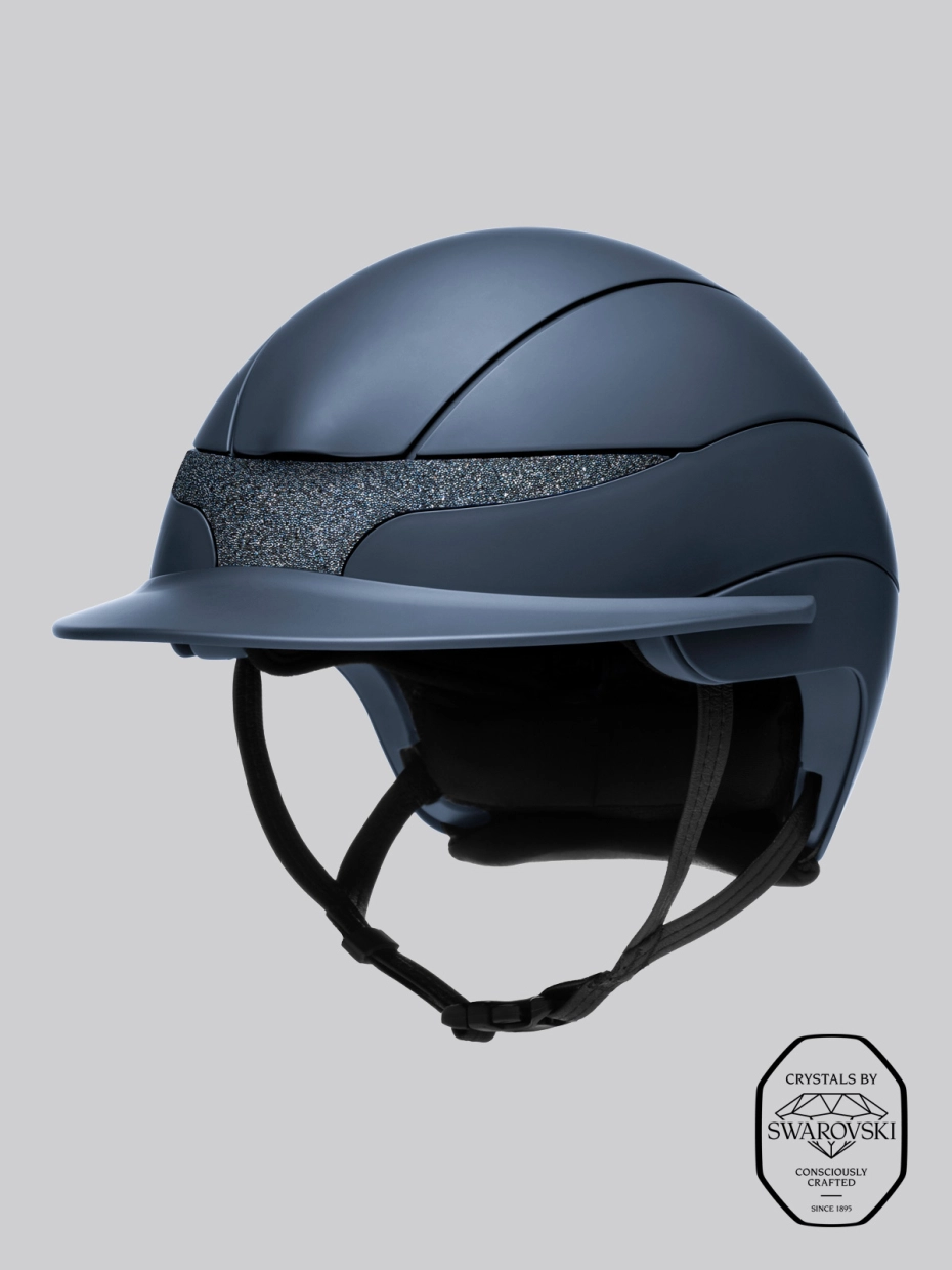 Equiline Xanto Helment Matte with Crystal Band standard visor in navy