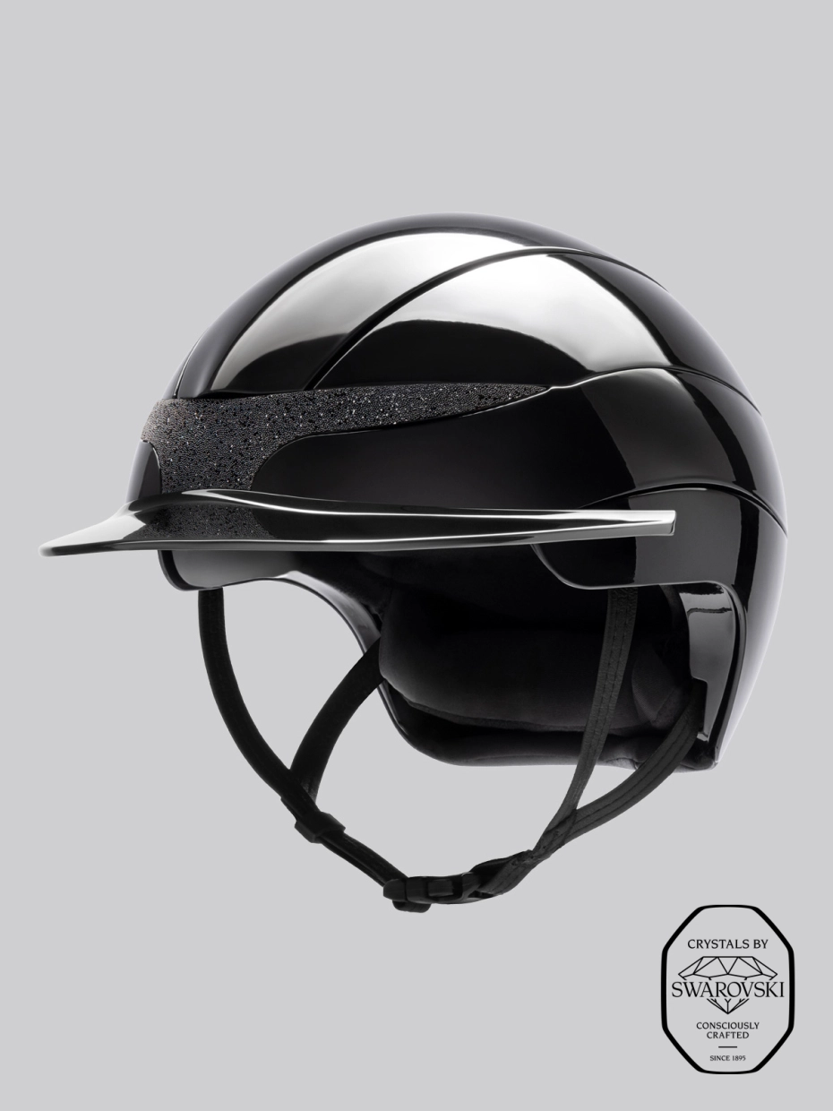 Equiline Xanto Helmet- Gloss with Crystal Band Standard Visor- BLACK Equiline Xanto Helmet- Gloss with Crystal Band Standard Visor- BLACK