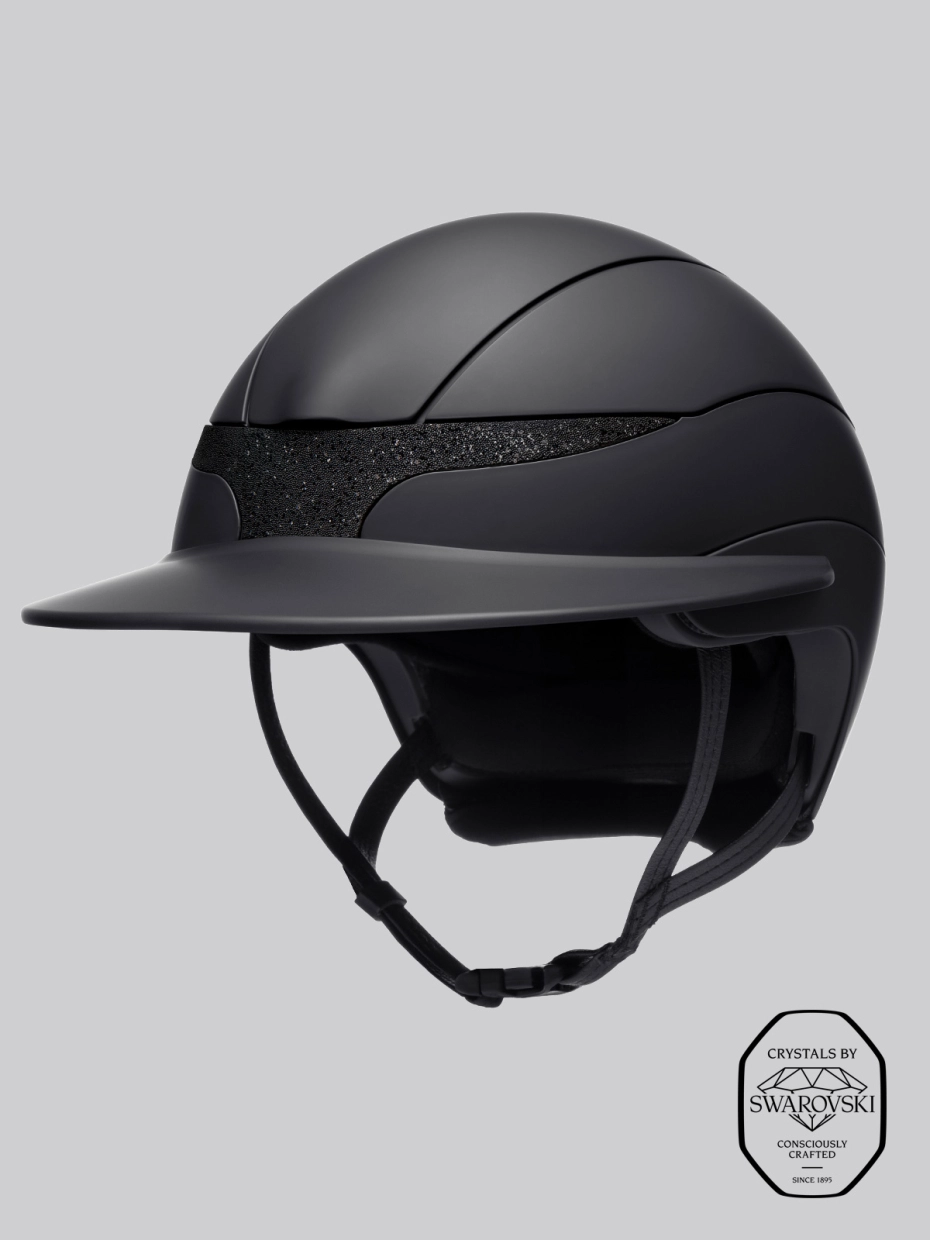 Equiline Xanto Helmet Matte with Crystal Band Sun Visor in Black
