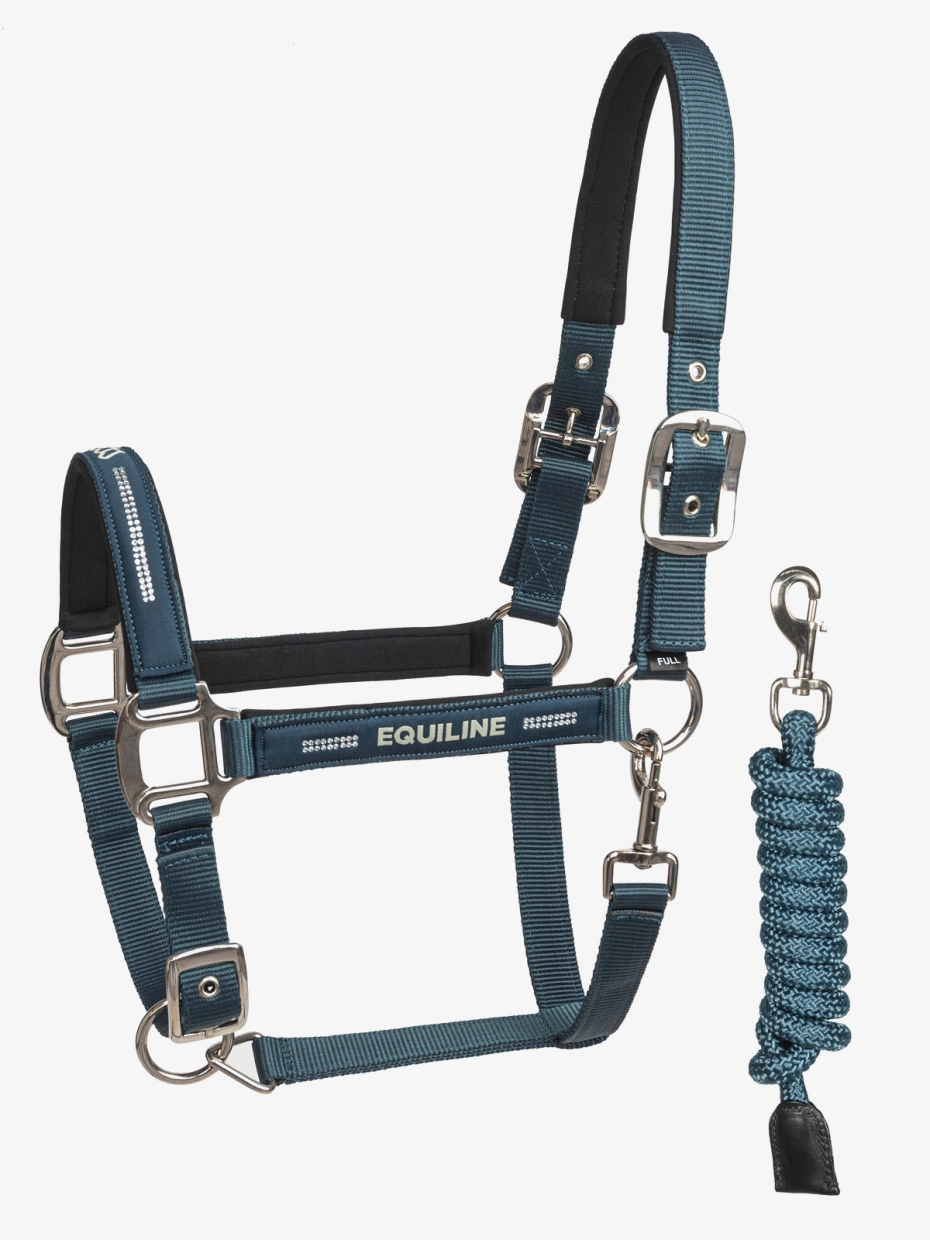 Equiline Halter and rope set in legion blue