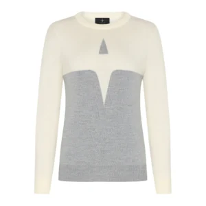 Trolle Extra Fine Merino Starlogo Sweater- Light Grey/White