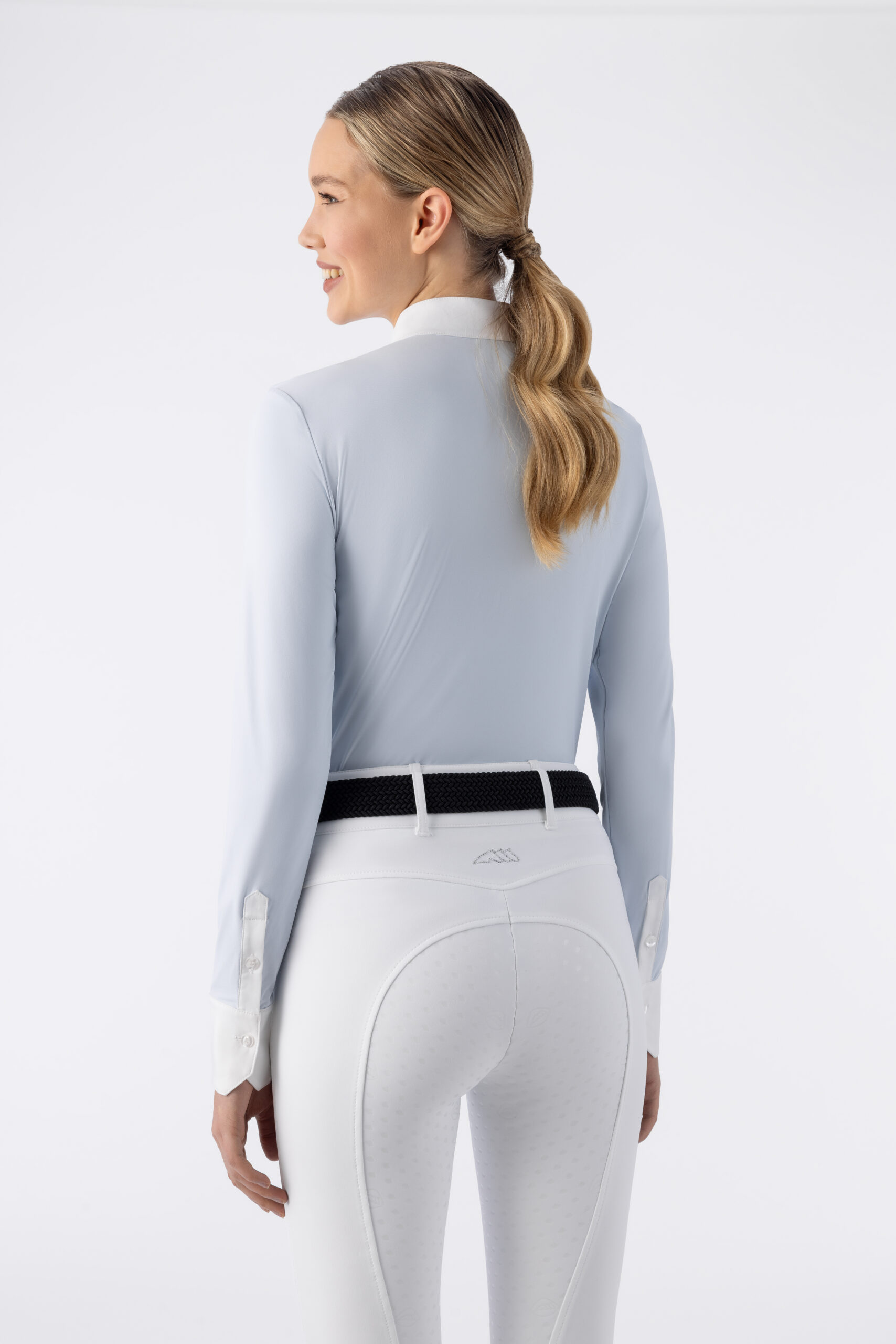 Equiline Women's Eqeditha Competition Shirt- Azzurro - Image 3