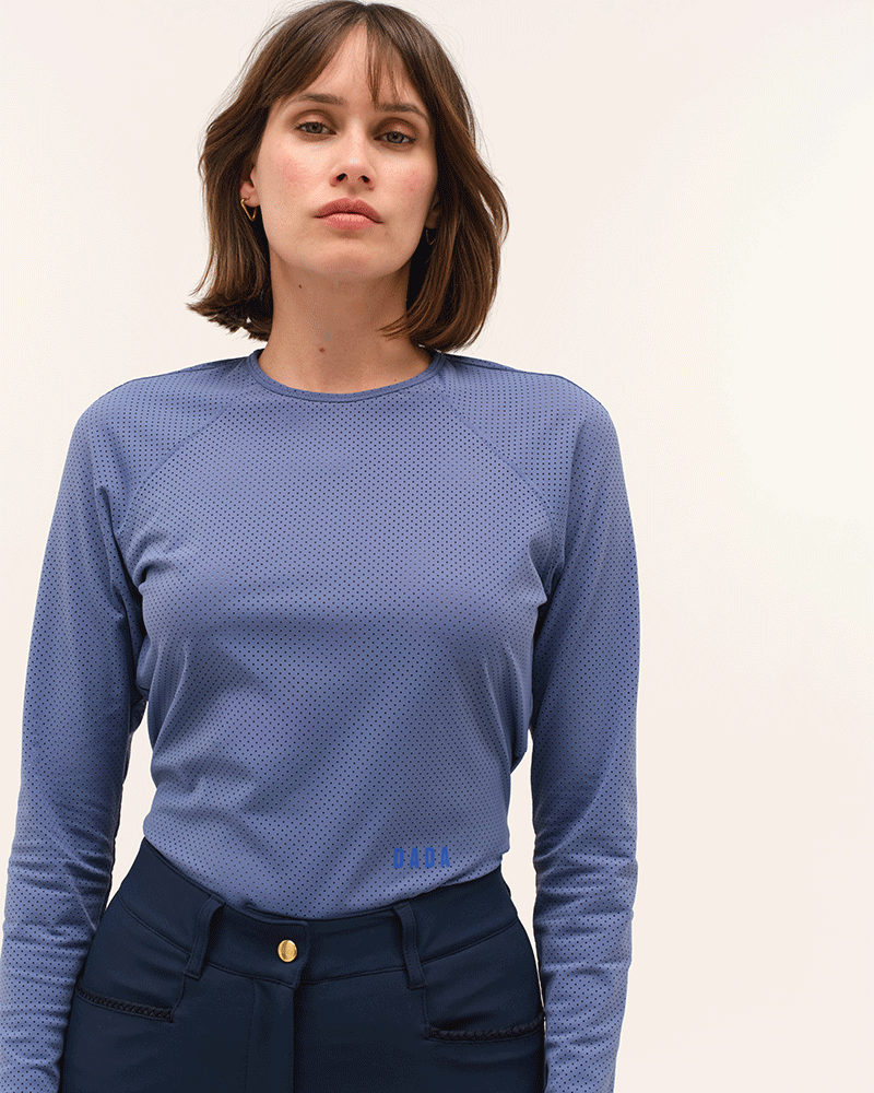 Dada Sport Jazz Micro Perforated Technical Riding T-Shirt- Storm Blue - Image 4