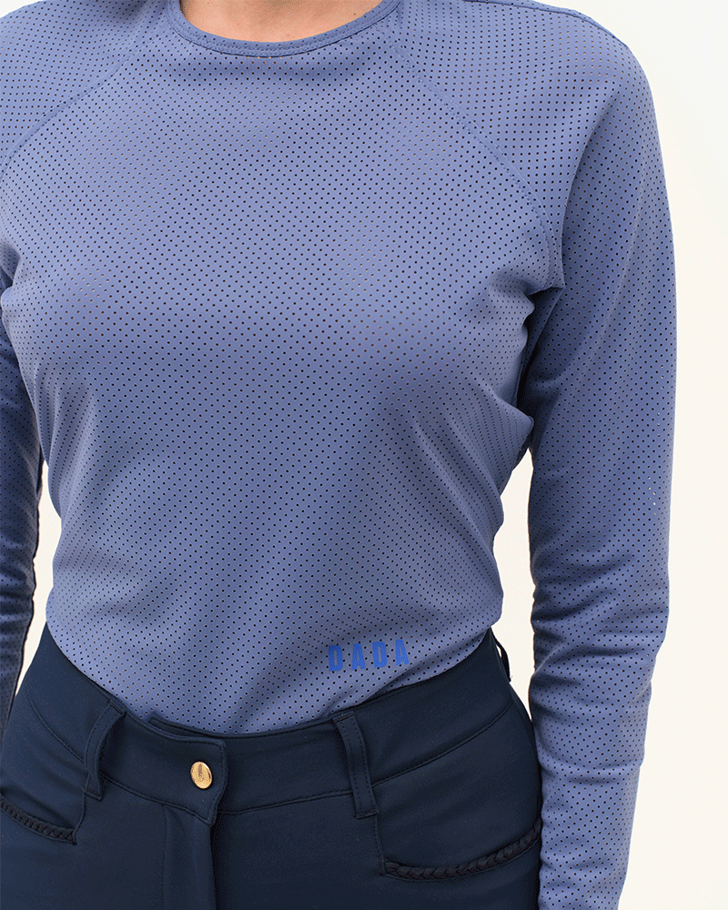 Dada Sport Jazz Micro Perforated Technical Riding T-Shirt- Storm Blue - Image 7