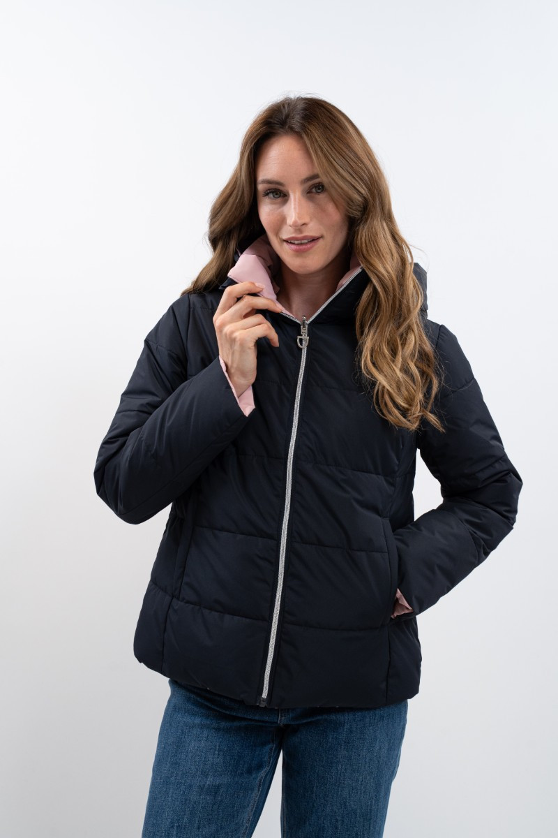 Harcour Adele Short Parka in navy/pink