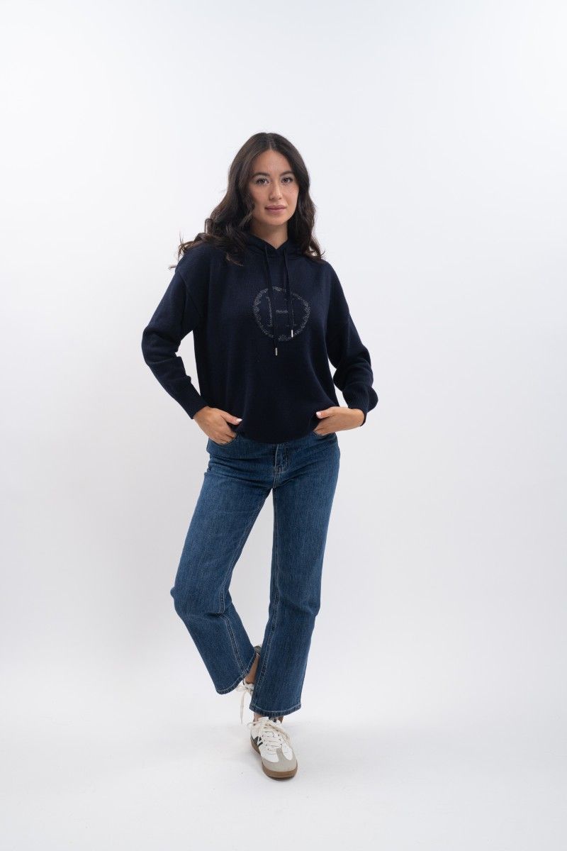Harcour Aurelia Knitted Sweatshirt- NAVY - Image 2