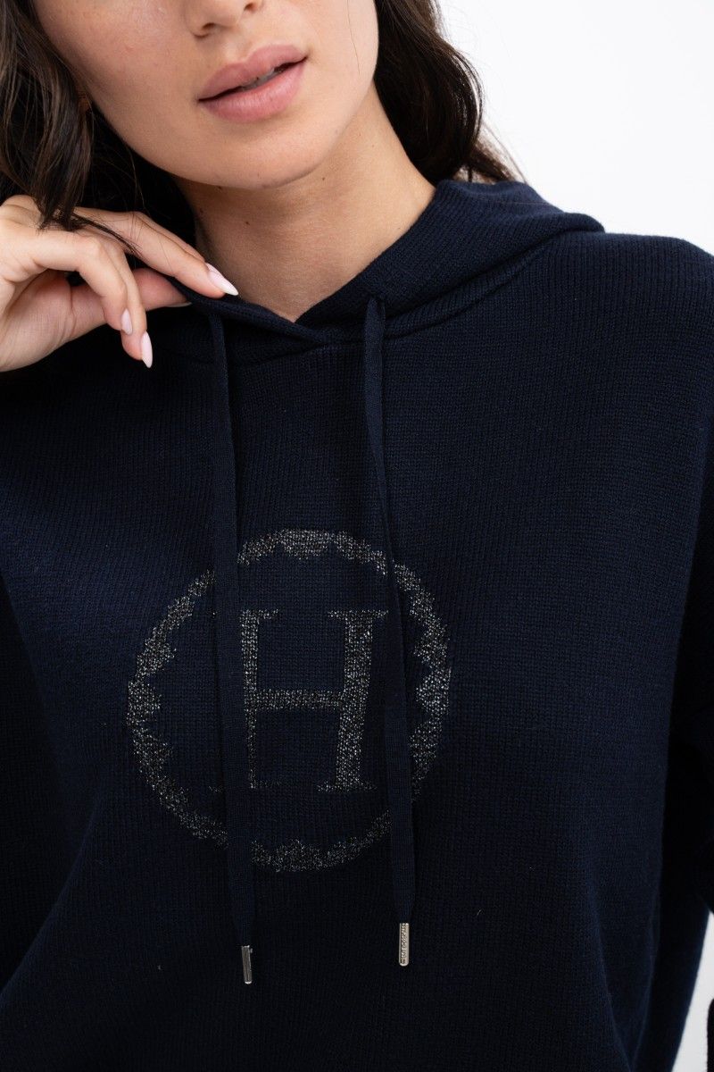 Harcour Aurelia Knitted Sweatshirt- NAVY - Image 4