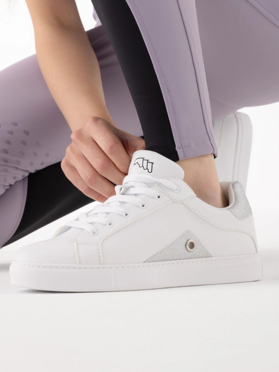 Equiline Women's Eqrudig Trainers- WHITE/SILVER - Image 2