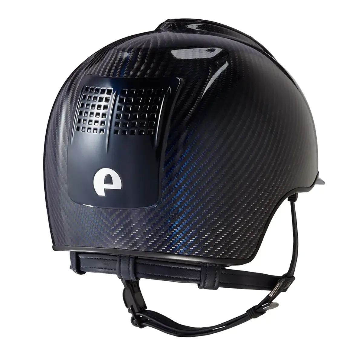 KEP Helmet E-Light Carbon Shine Blue and Black with 3 Metal Blue Inserts - Image 2
