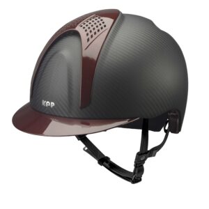 KEP Helmet E-Light Carbon Matt with 2 Metal Burgundy Inserts