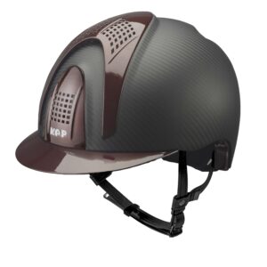KEP Helmet E-Light Carbon Matt with 3 metal burgundy inserts