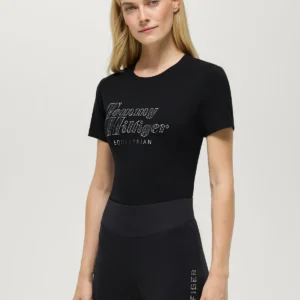 Tommy Hilfiger Equestrian Malibu Rhinestone T-Shirt- BLACK