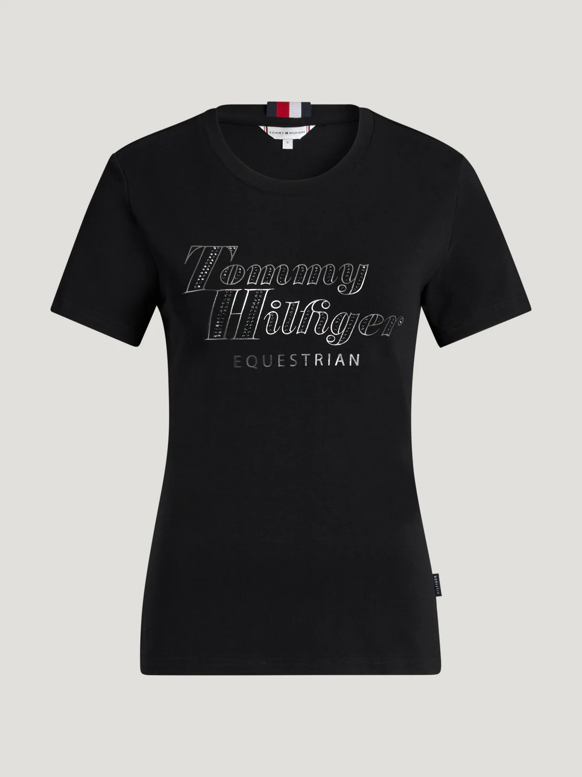 Tommy Hilfiger Equestrian Malibu Rhinestone T-Shirt- BLACK - Image 4