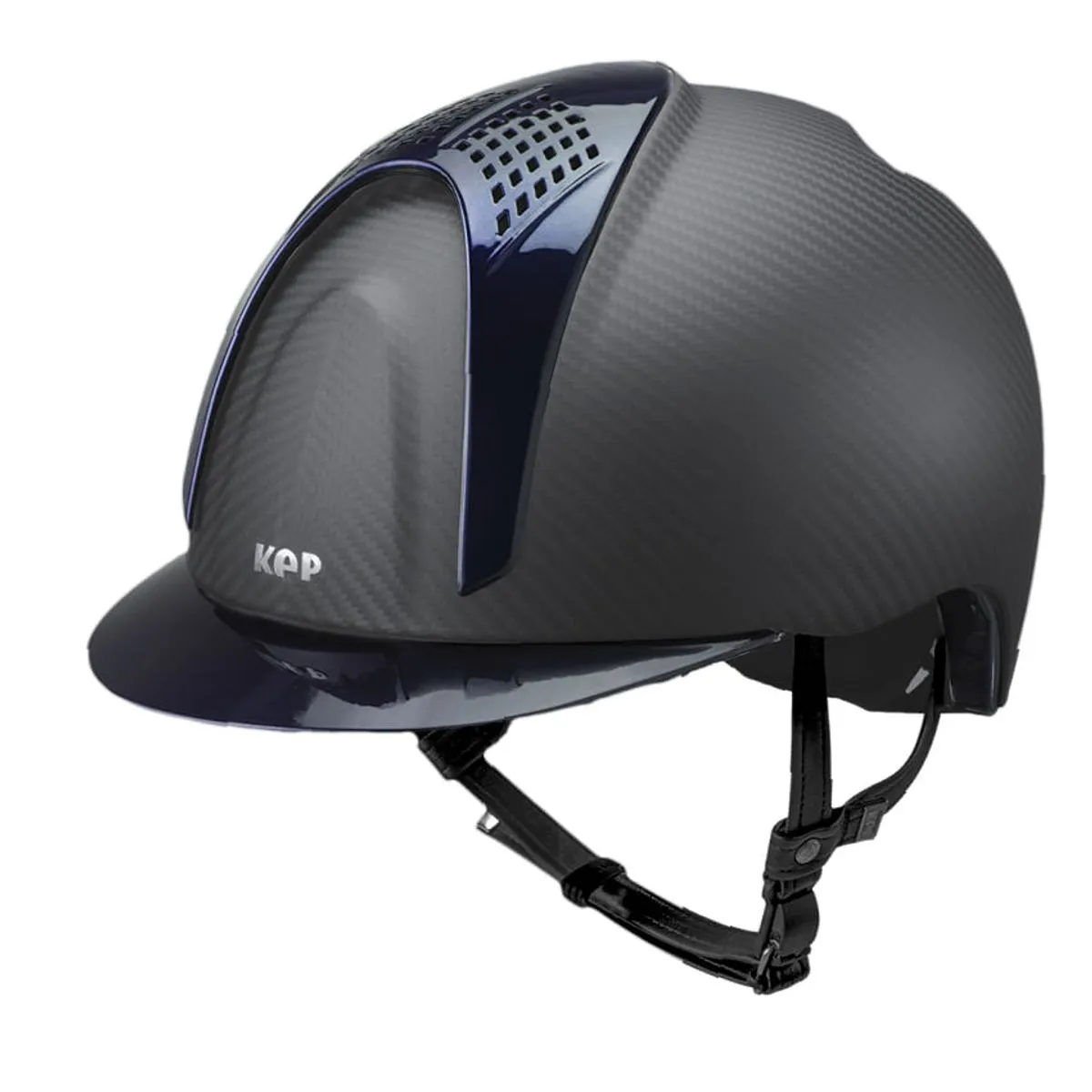 KEP Helmet E-Light Carbon Matt with Metal Blue inserts
