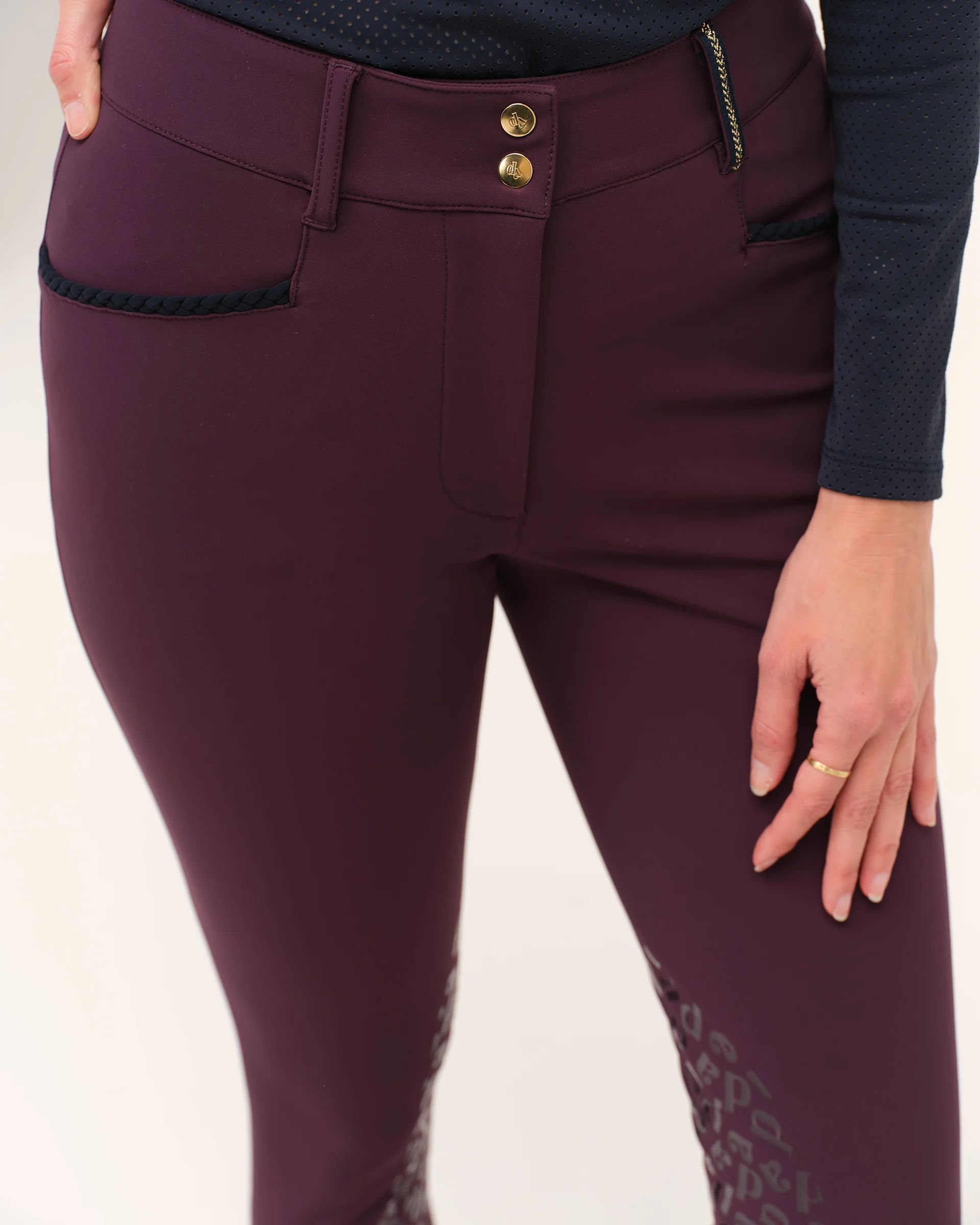 Dada Sport Giovani Grip Riding Breeches- Dark Muscat - Image 4