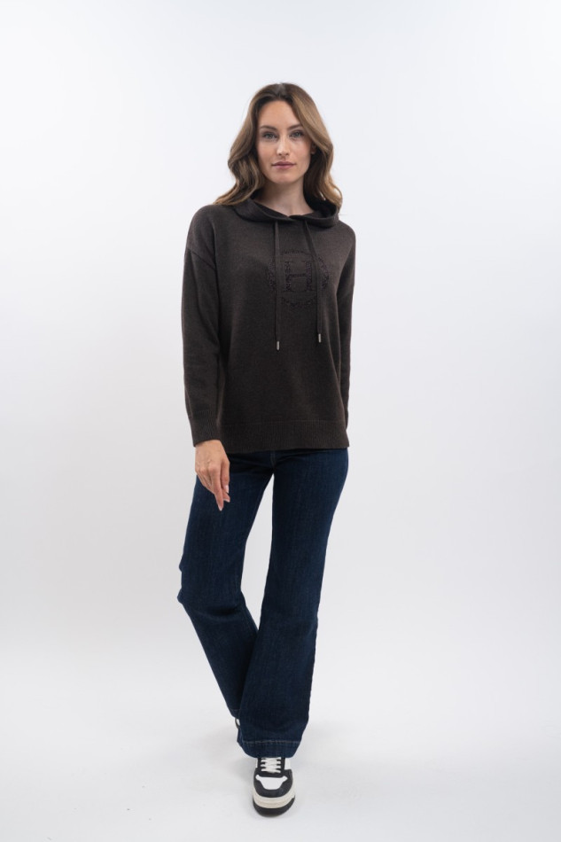 Harcour Aurelia Knitted Sweatshirt- Cacao - Image 4
