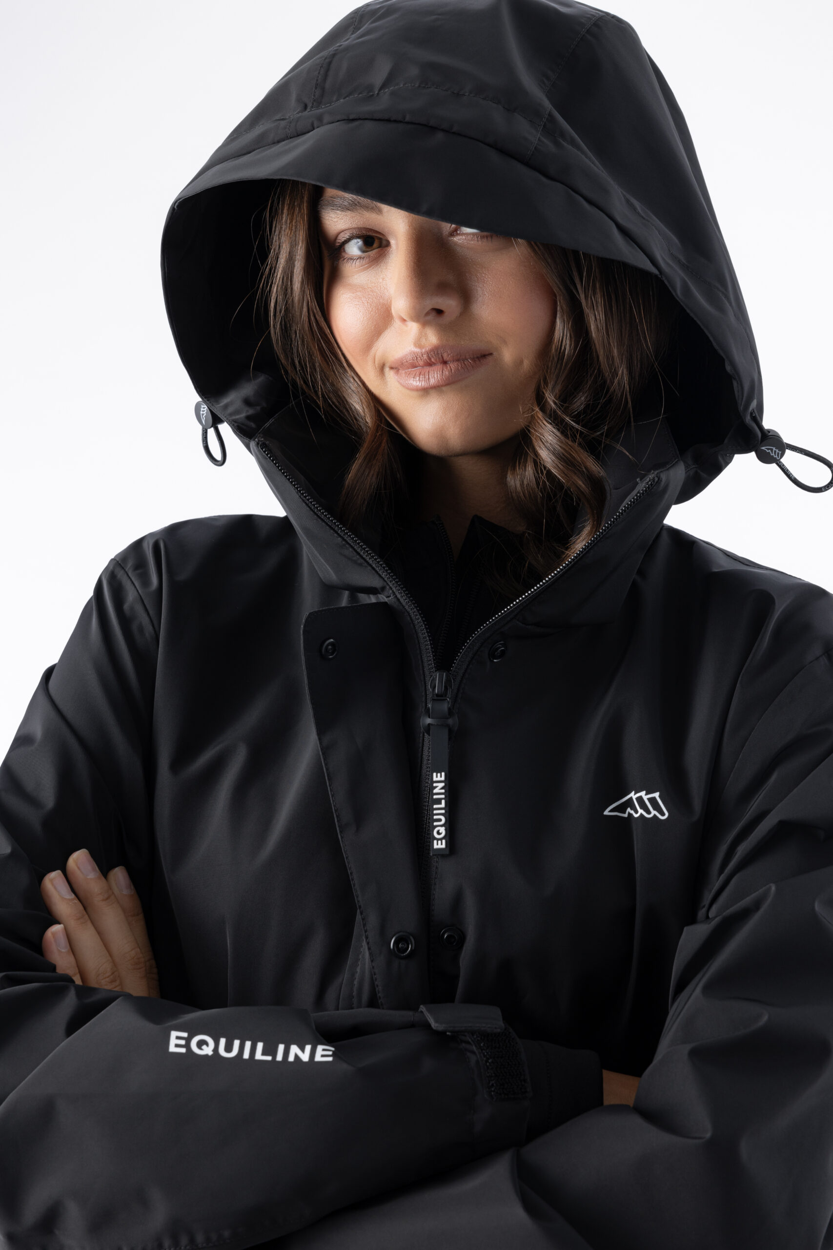 Equiline Women's Eqextre Waterproof Coat- BLACK - Image 2