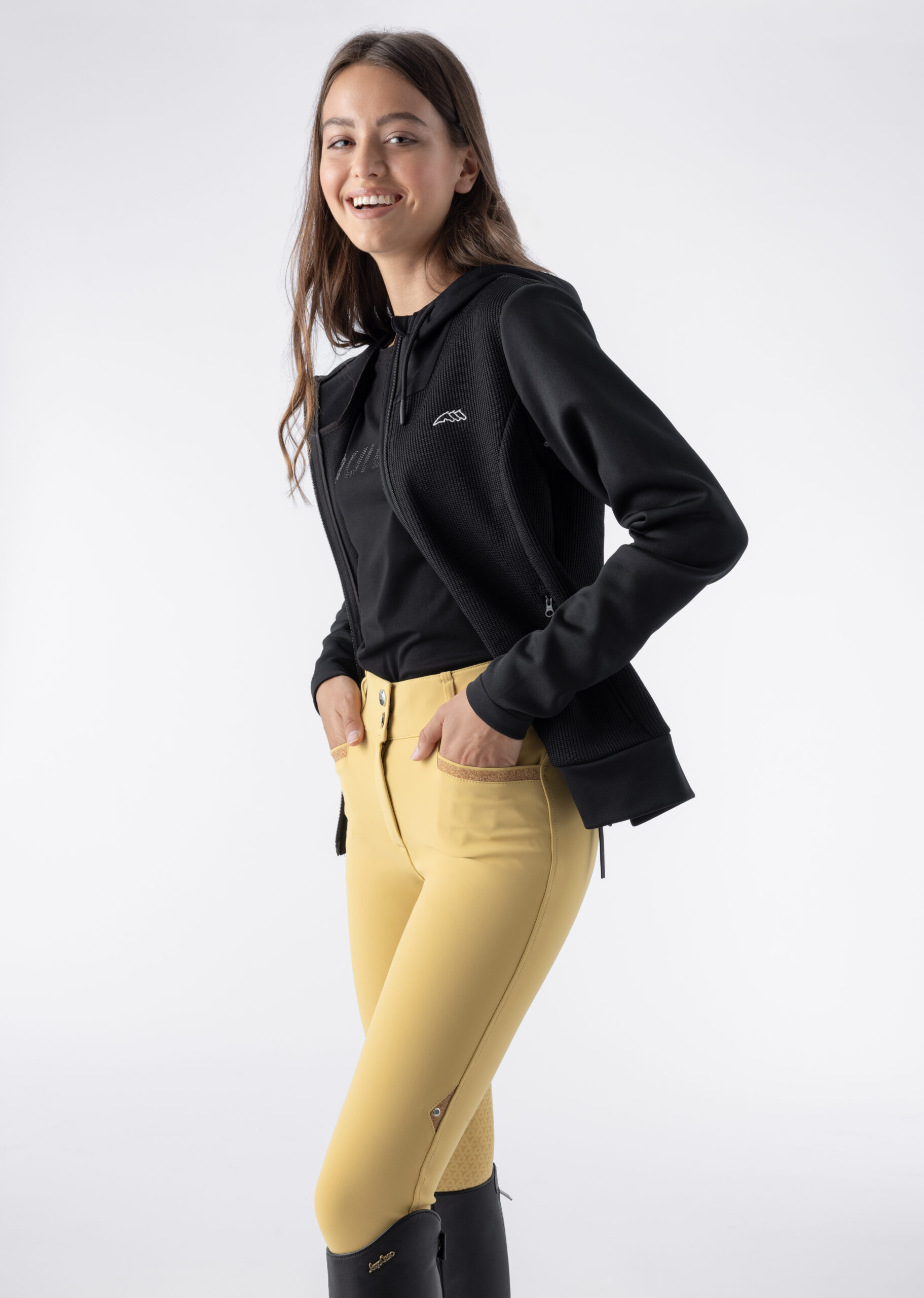 Equiline Women's Eqelis Zip Hoodie- BLACK - Image 4
