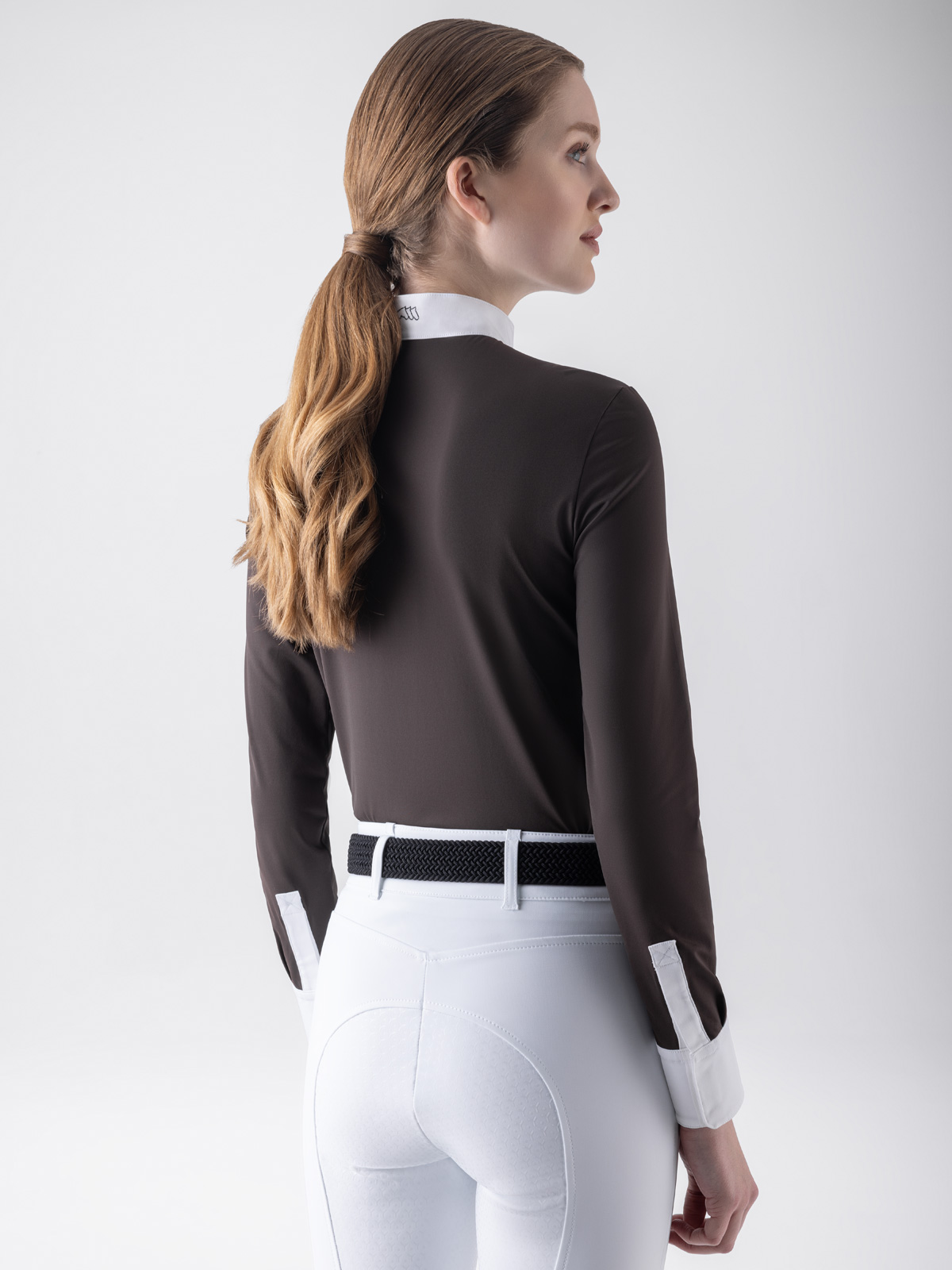 Equiline Women's Eqglen Competition Shirt- COFFEE BEAN - Image 2