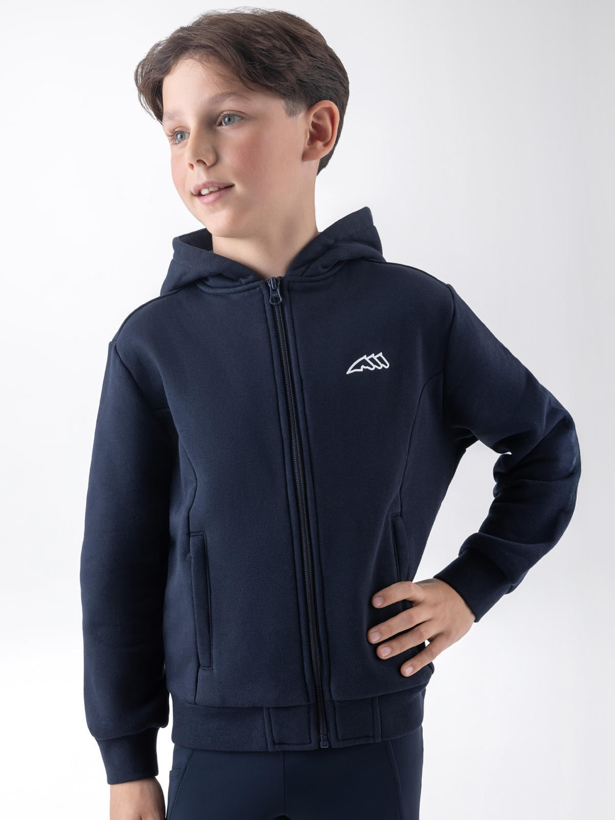 Equiline Children's Eqcood Full Zip Hoodie in Blue