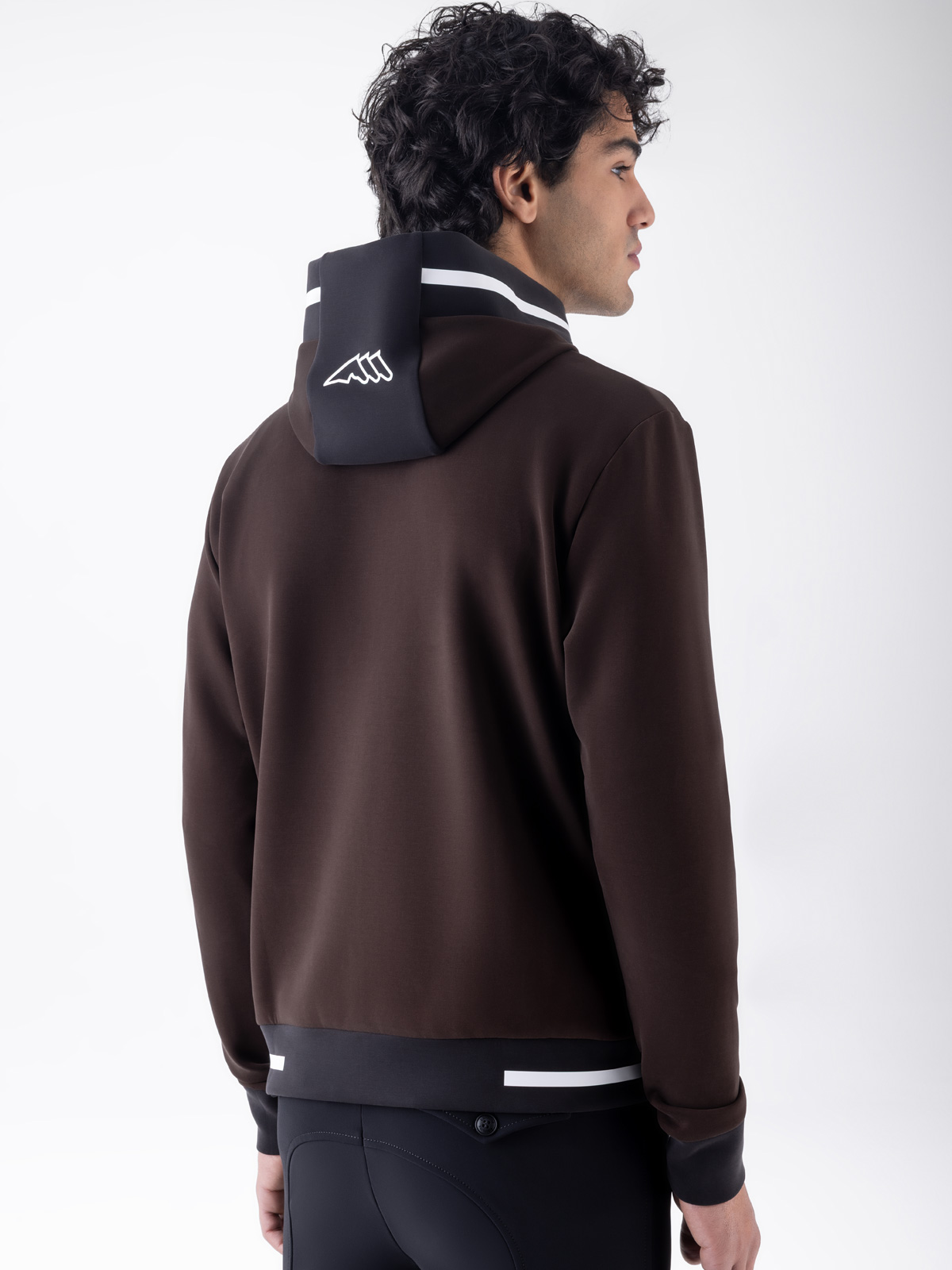 Equiline Men's Eqcorez Full Zip Tech Hoodie- COFFEE BEAN - Image 2