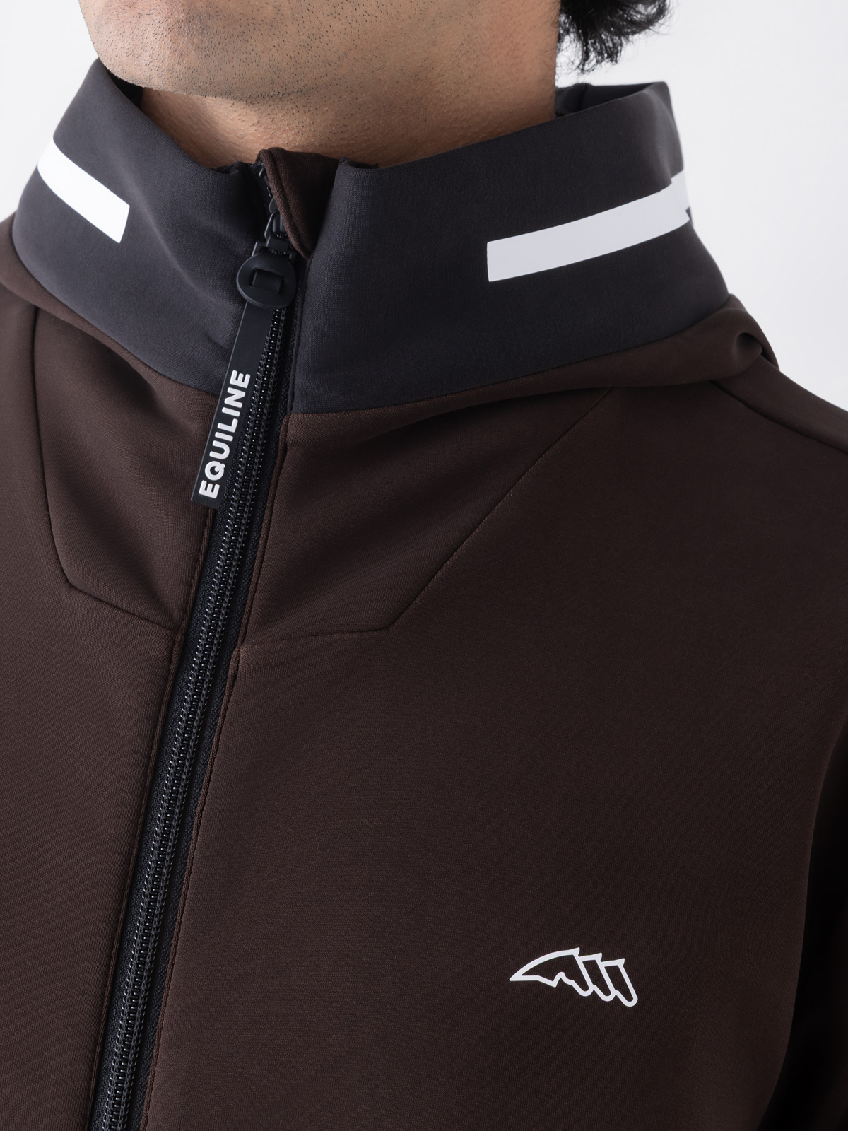 Equiline Men's Eqcorez Full Zip Tech Hoodie- COFFEE BEAN - Image 3