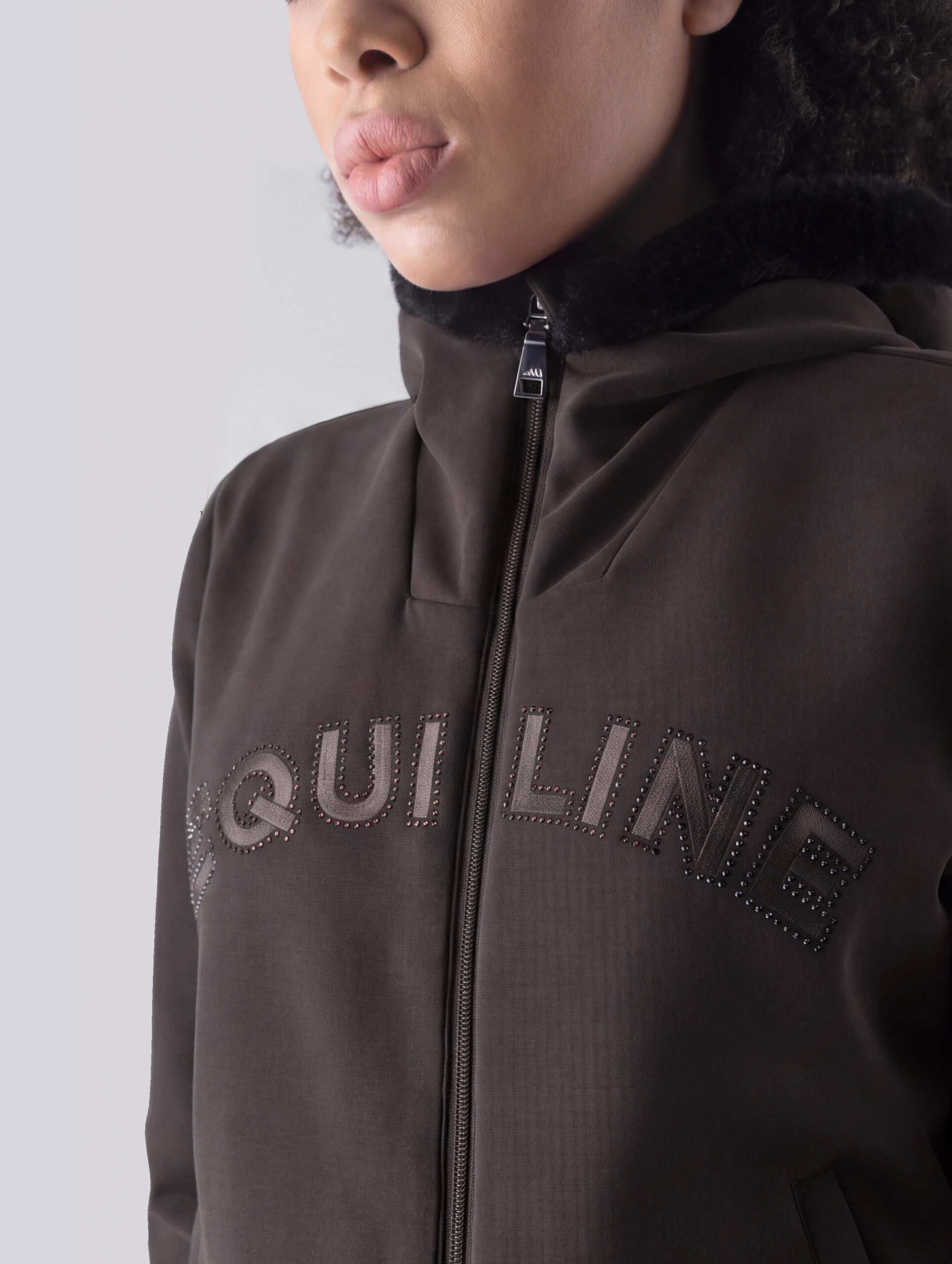 Equiline Women's Eqgert Zip Hoodie- COFFEE BEAN - Image 2