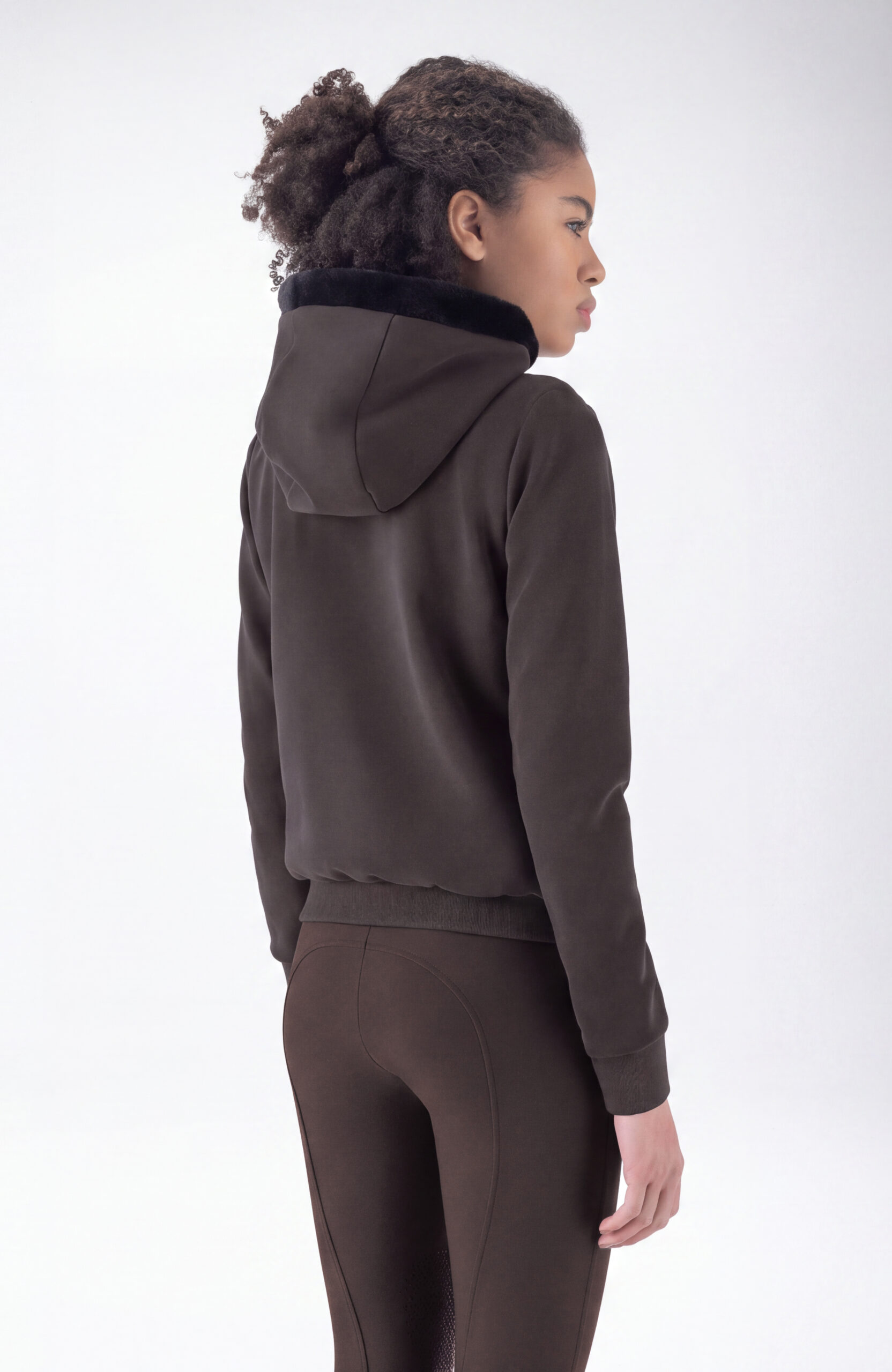 Equiline Women's Eqgert Zip Hoodie- COFFEE BEAN - Image 3