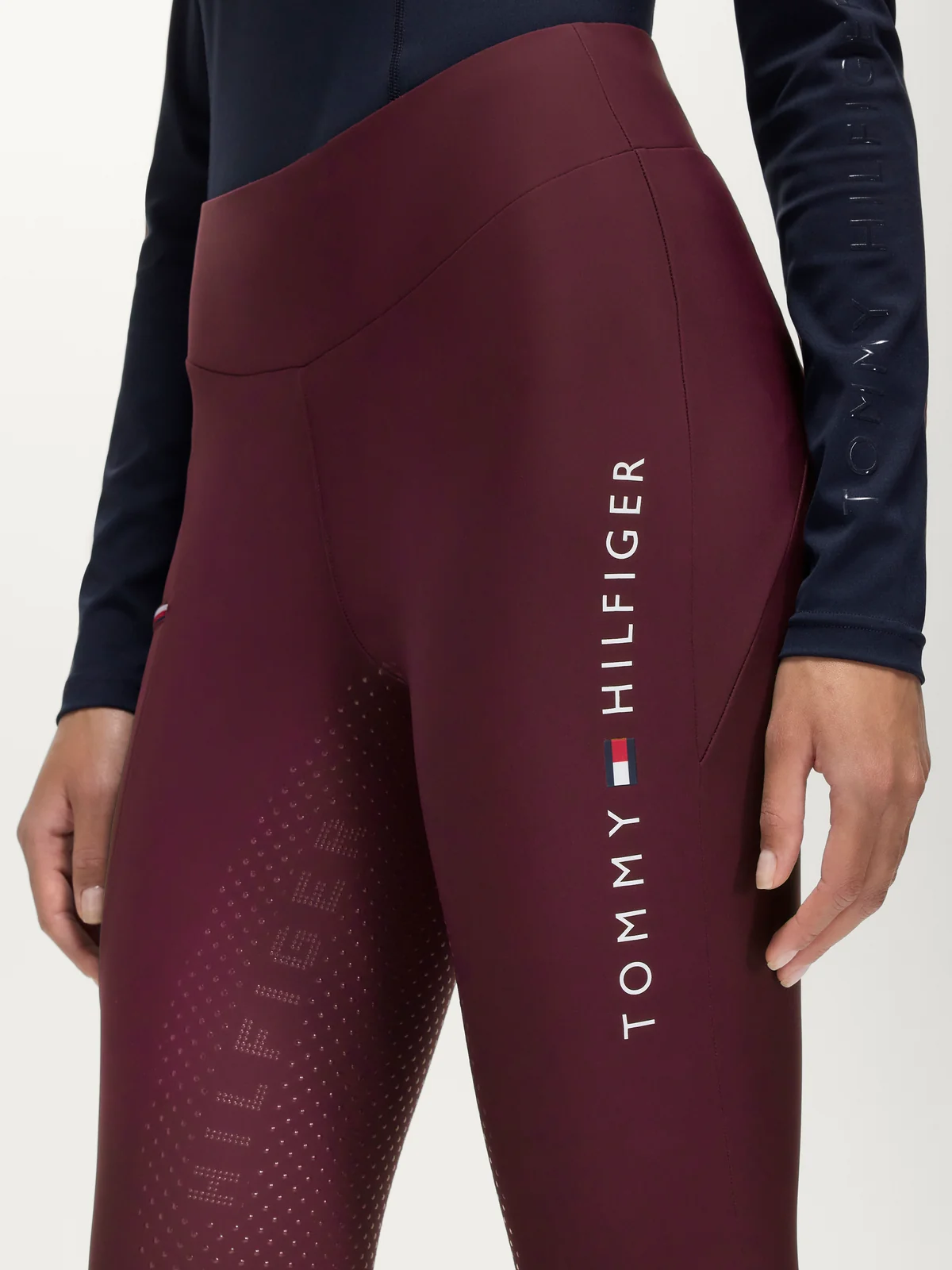 Tommy Hilfiger Equestrian Elmira Winter Leggings in Deep Burgundy