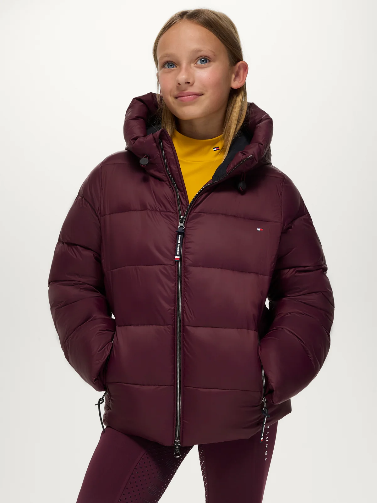 Tommy Hilfiger Equestrian Children's Glendale Puffa Jacket in deep burgundy