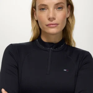 Tommy Hilfiger Equestrian Cady Zip Training Top in Black