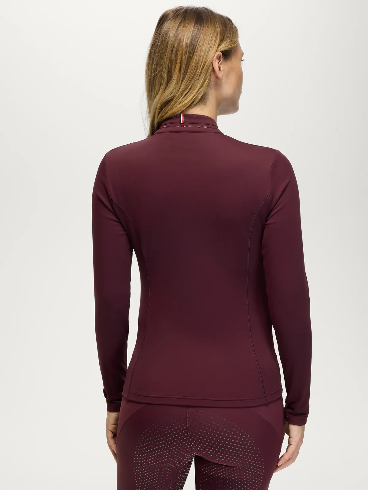 Tommy Hilfiger Equestrian Cady Zip Training Top- BURGUNDY - Image 3